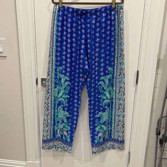 Lilly Pulitzer- Printed Satin pajama Bottom Blue Grotto NWT - Picture 2 of 4